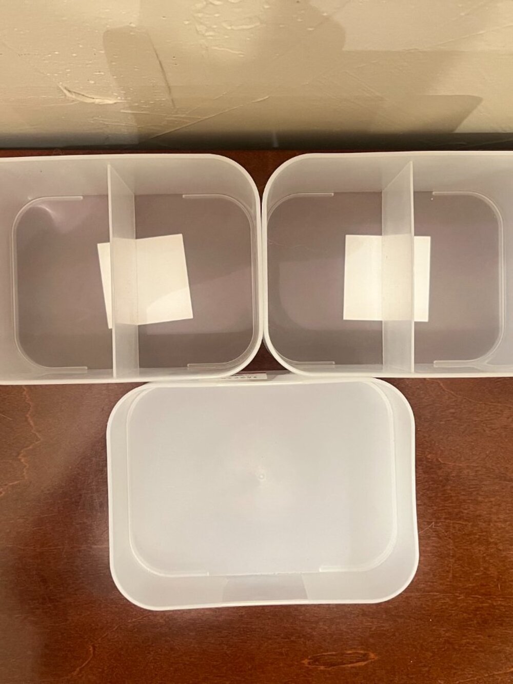 NEW Set of 3 Frosted Plastic Storage Bins w/ Dividers Multi-Purpose Organizer
